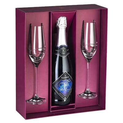 SEMPUR/Majorin wine and glass or cup set gift box with insert and megnetic