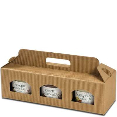 Custom corrugated kraft jar gift box with windows