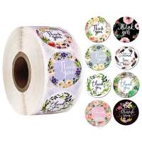 Wholesale colorful and luxury 500pcs/roll flower thank you stickers Chinese Manufacturer