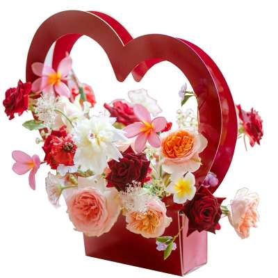 Custom recycle heart shape flower paper packing box for wedding party and engagement banquet