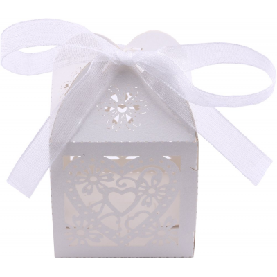 SEMPUR/Majorin small white candy gift box for wedding white with ribbon