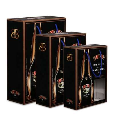 China manufacturer Custom Size Luxury Nice Quality Cmyk Printing Black Corrugated Paper Box for Wine/oil Bottles Packaging